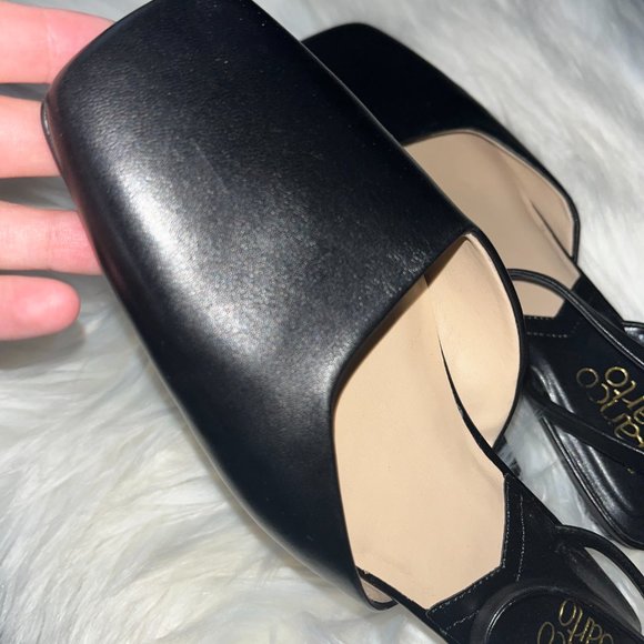 Franco Sarto Black Square Toe Sandals - Picture 2 of 5